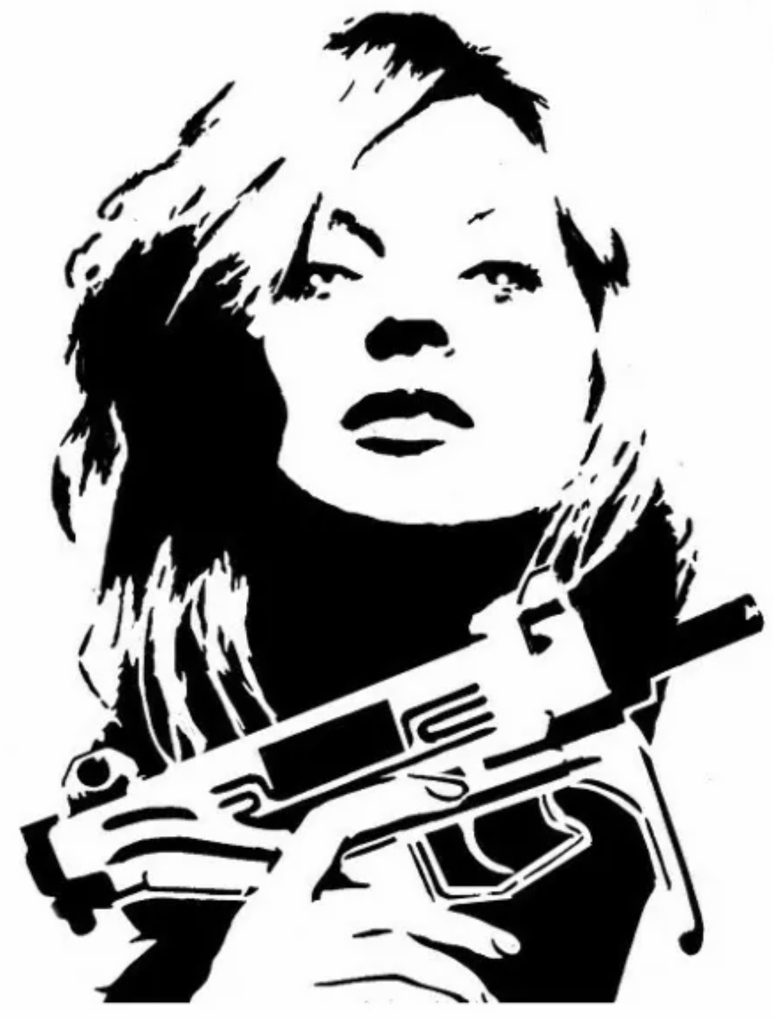 Gun Girl stencil 2