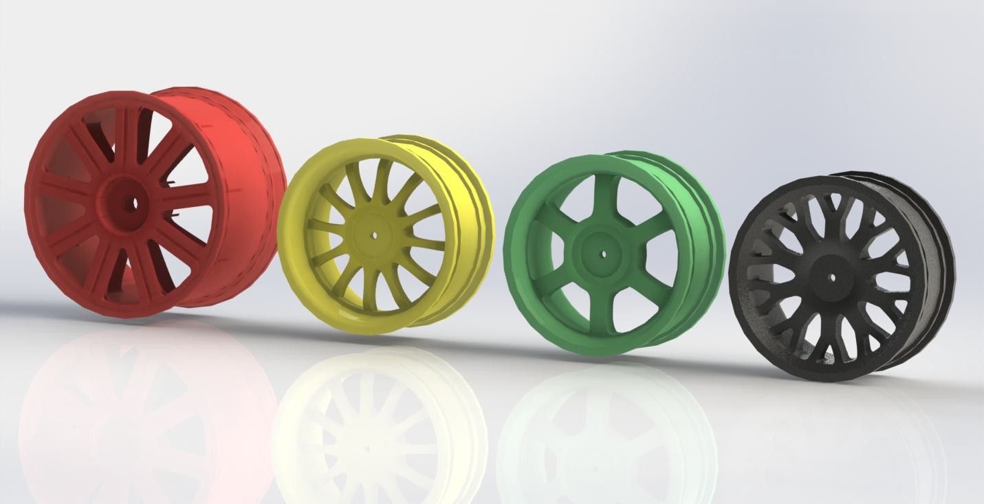 1/10th Scale R/C Wheels for 12mm hex, 4 different models