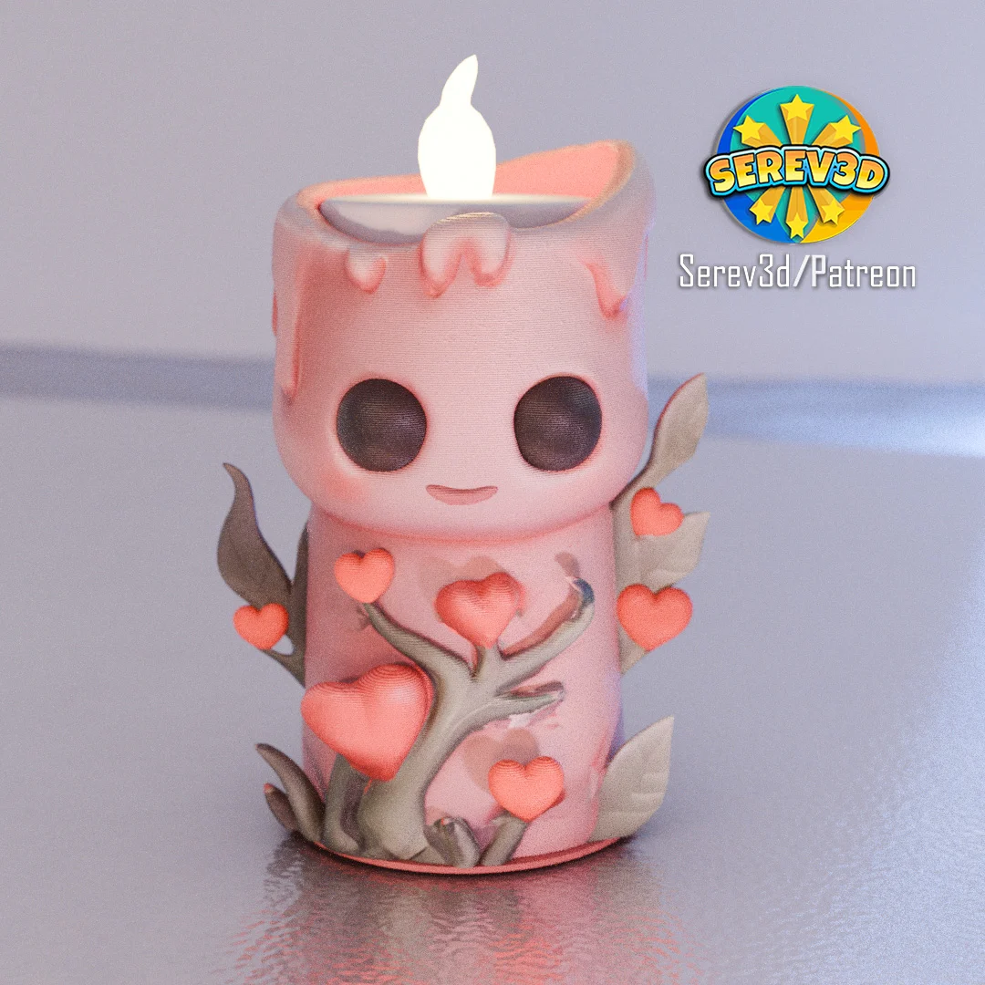 Cute Valentines Candle (with hidden note space)-Serev3D