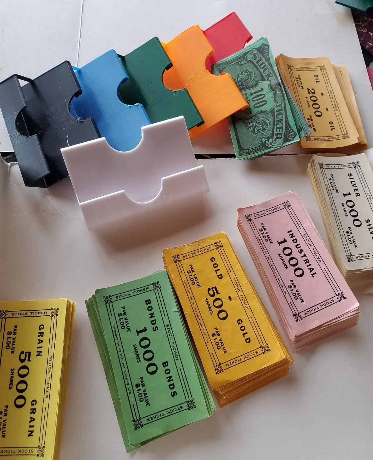 For the game banker money, stock holder, Game pieces