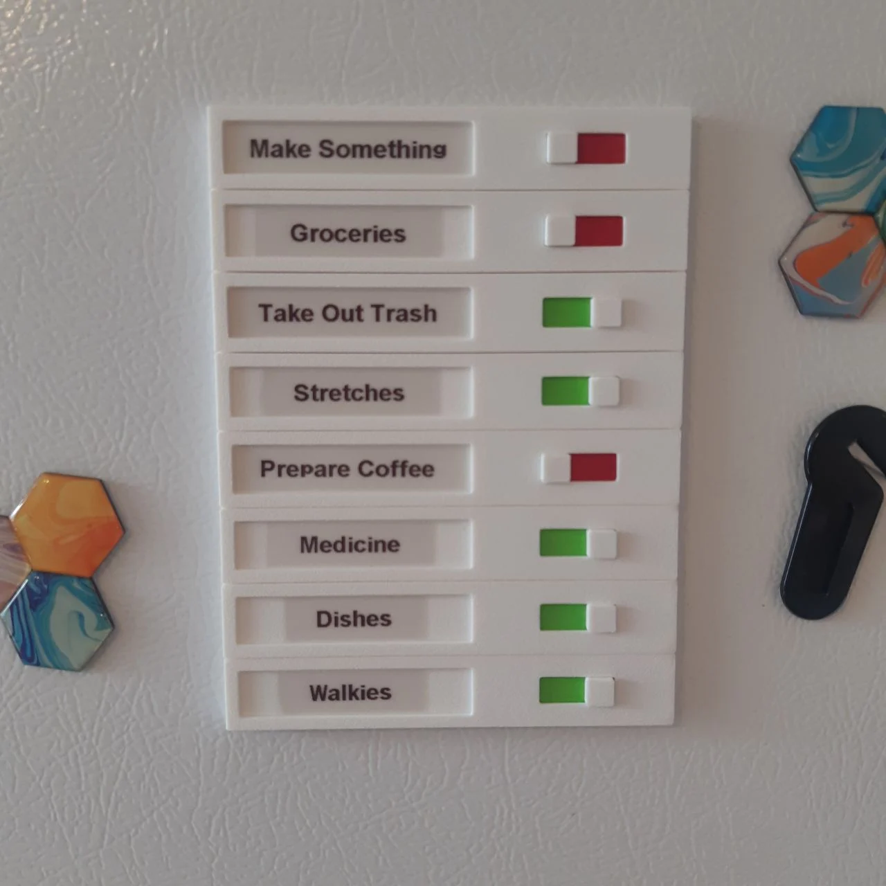 Magnetic Toggleable Physical Todo List For Fridge