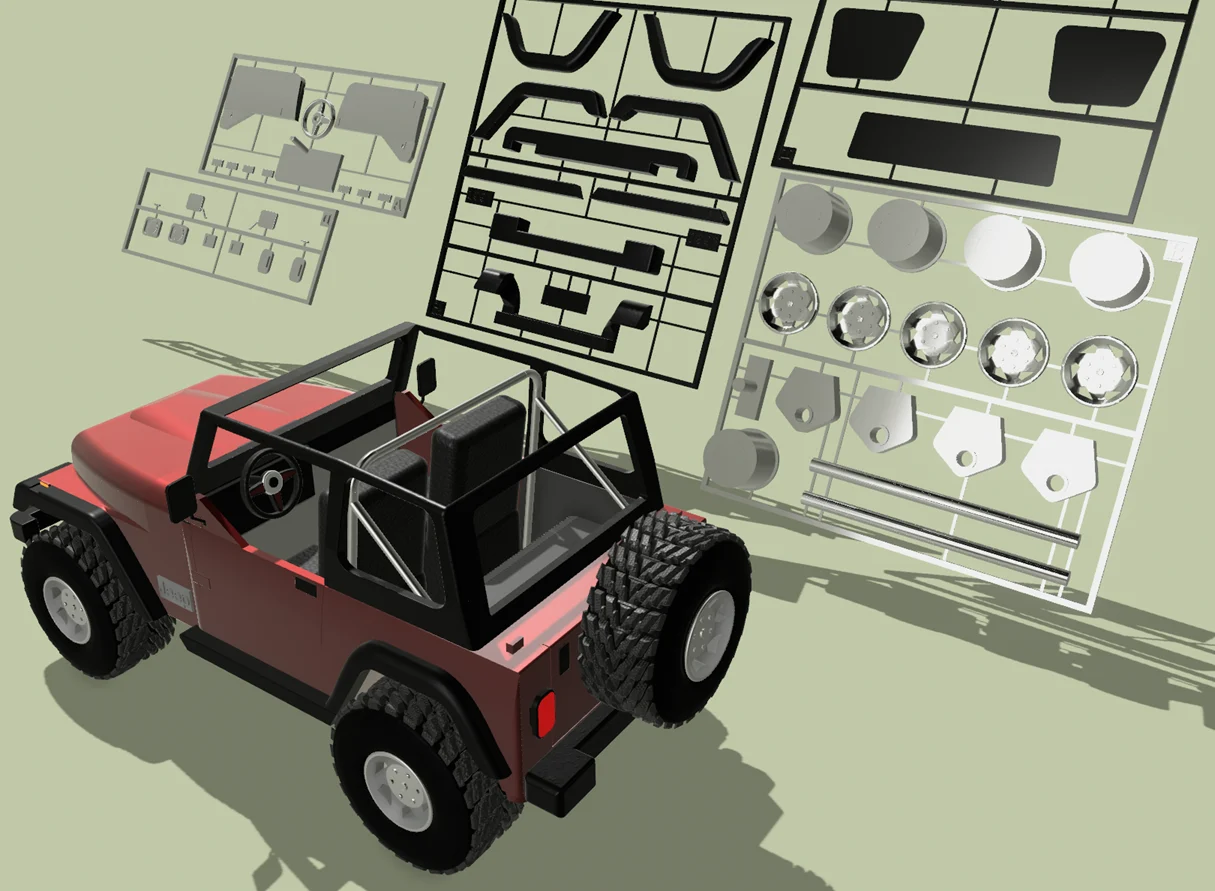 Jeep Wrangler Sahara – Easy to print 3D Model Kit