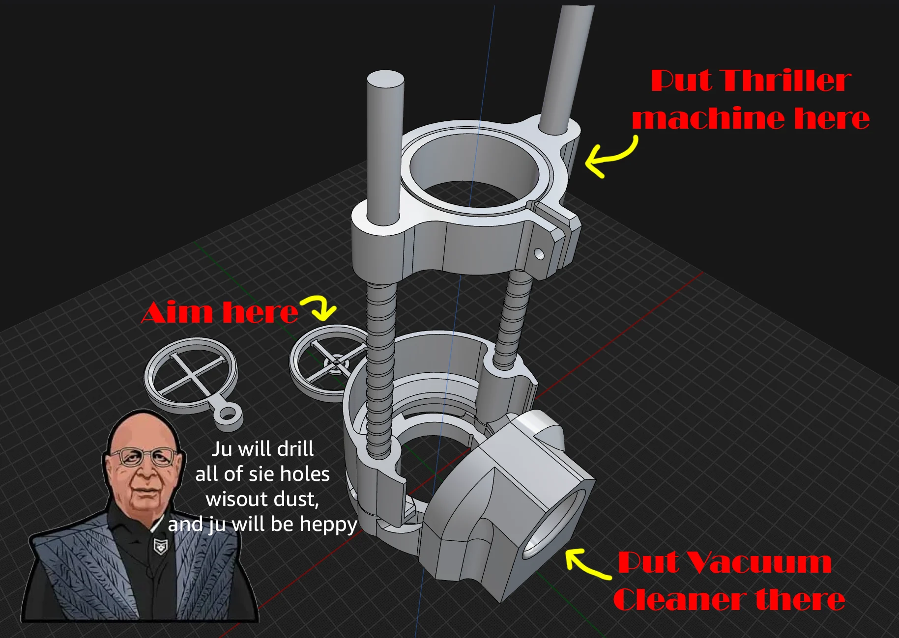 Drilling Guide with Vacuum Cleaner Connection