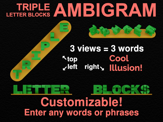 Customizable Triple Letter Blocks Ambigram