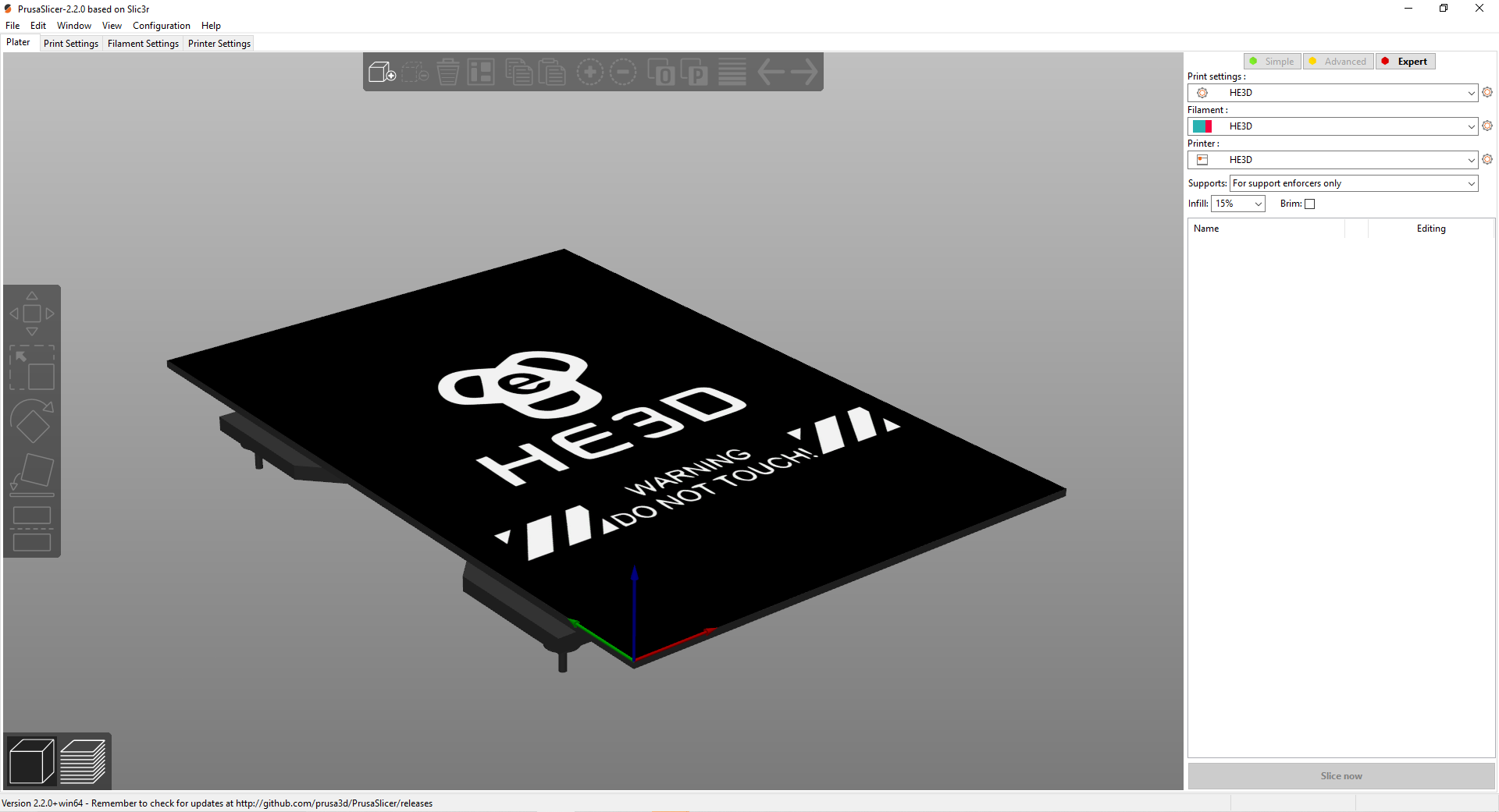 HE3D Heated Bed For Slic3r PE (Bed shape just to improve the preview)