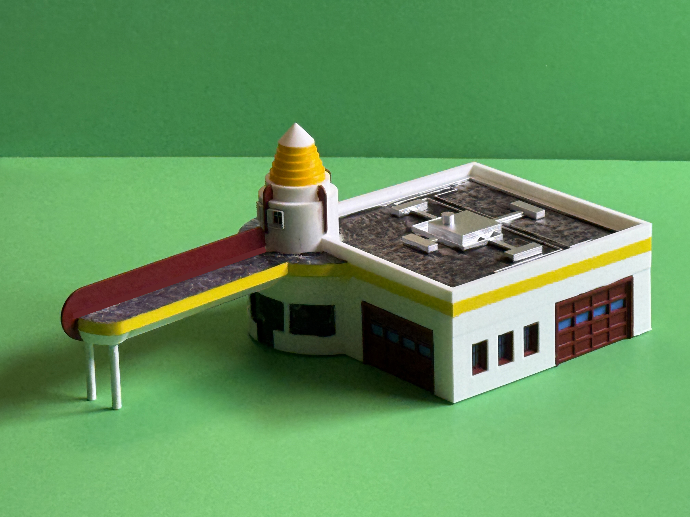 ART DECO era 1940 GAS STATION 1:87 HO SCALE