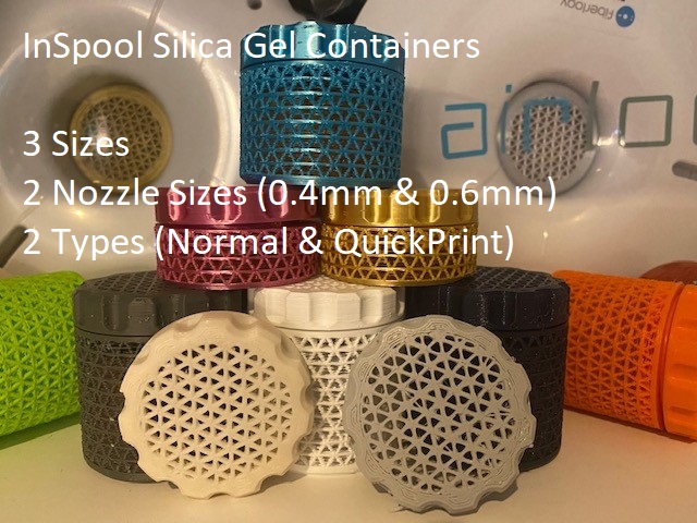InSpool Dessicant Container for 2mm + beads.  3 Sizes
