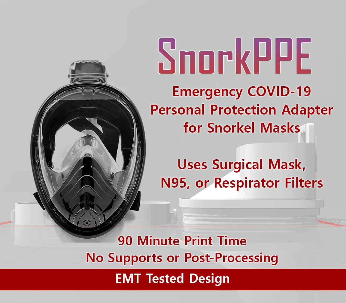 SnorkPPE - COVID-19 Snorkel Mask Adapter (N95/SurgicalMask/Respirator)