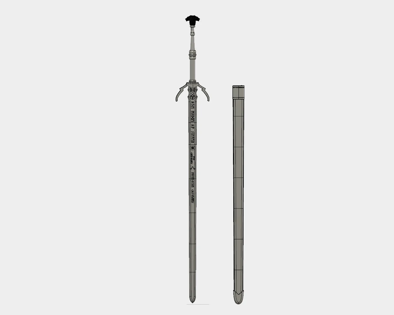 Mastercrafted Wolven Silver Sword (v2) & Scabbard - The Witcher