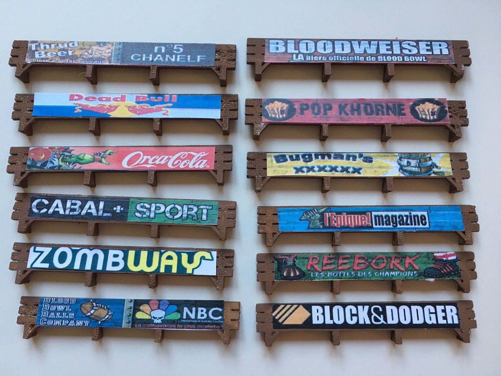Wood Advertising / Sponsorship Boards Blood Bowl Dreadball Speedball Dungeon Ball