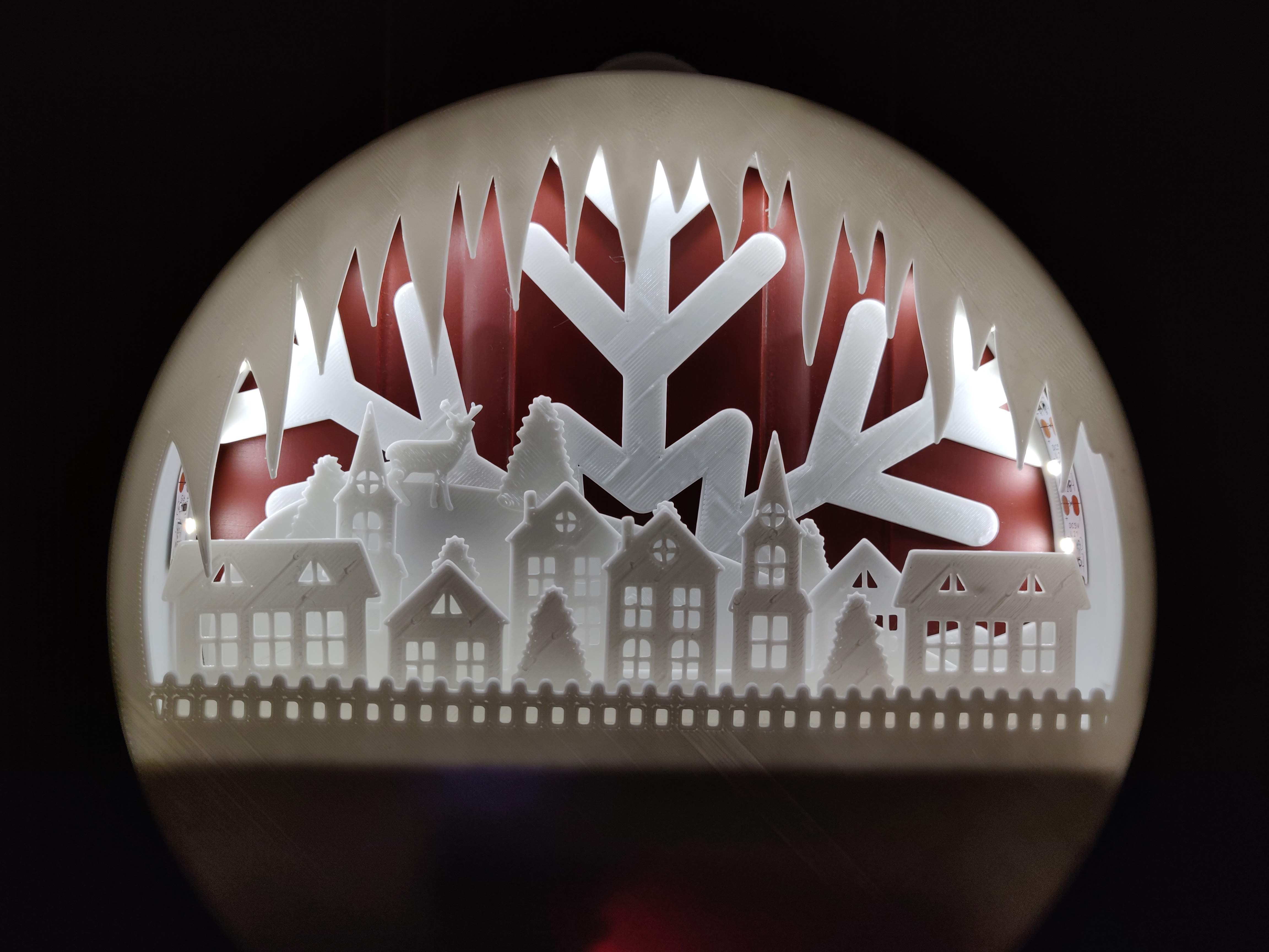 Glowing Christmas town wreath