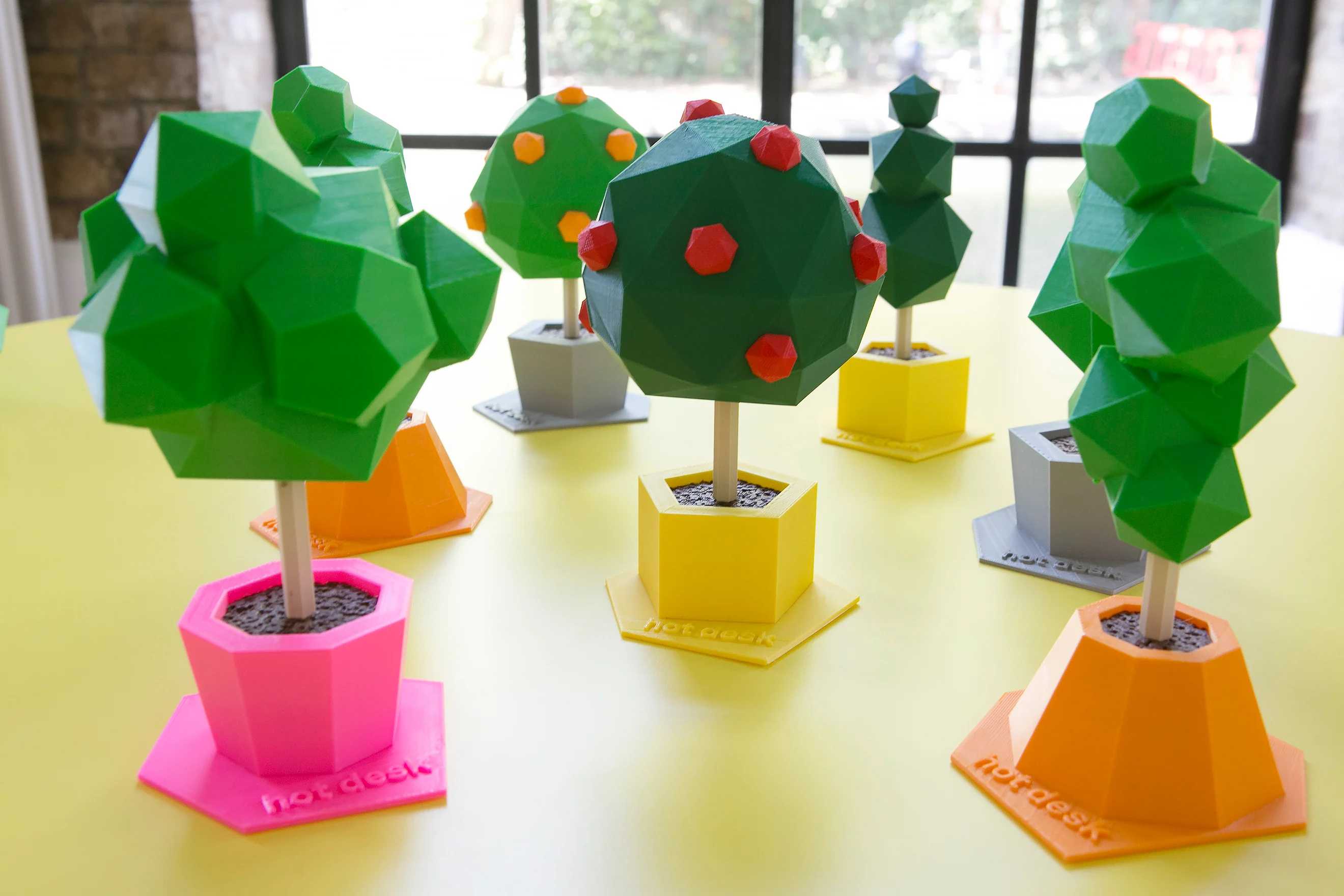 Low poly tree sculptures