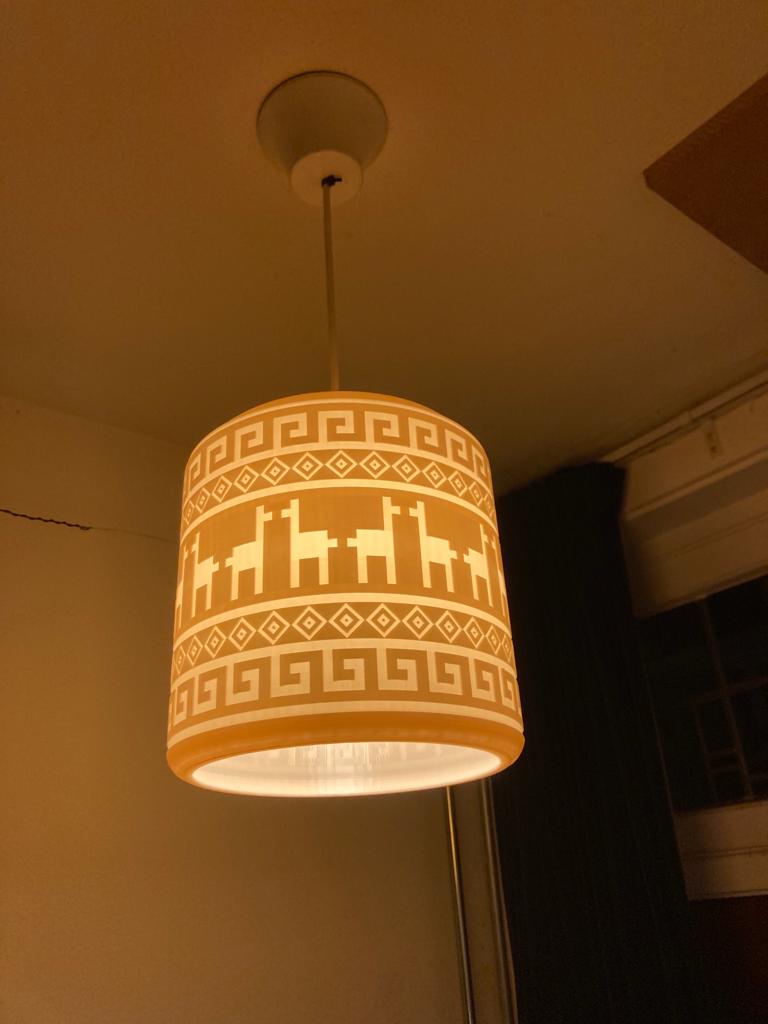 Inca pattern llama lamp