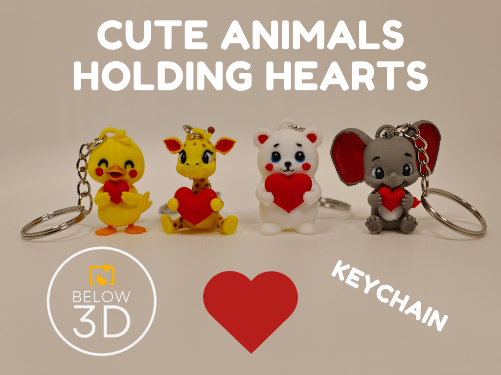 Cute animals holding hearts keychains Vol. 2