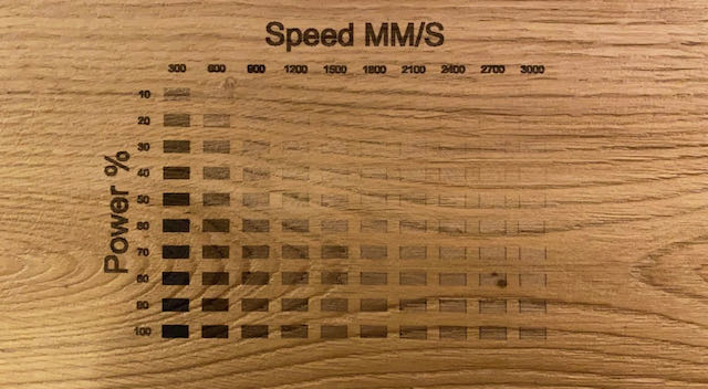 Snapmaker 2 laser Speed/Power Test