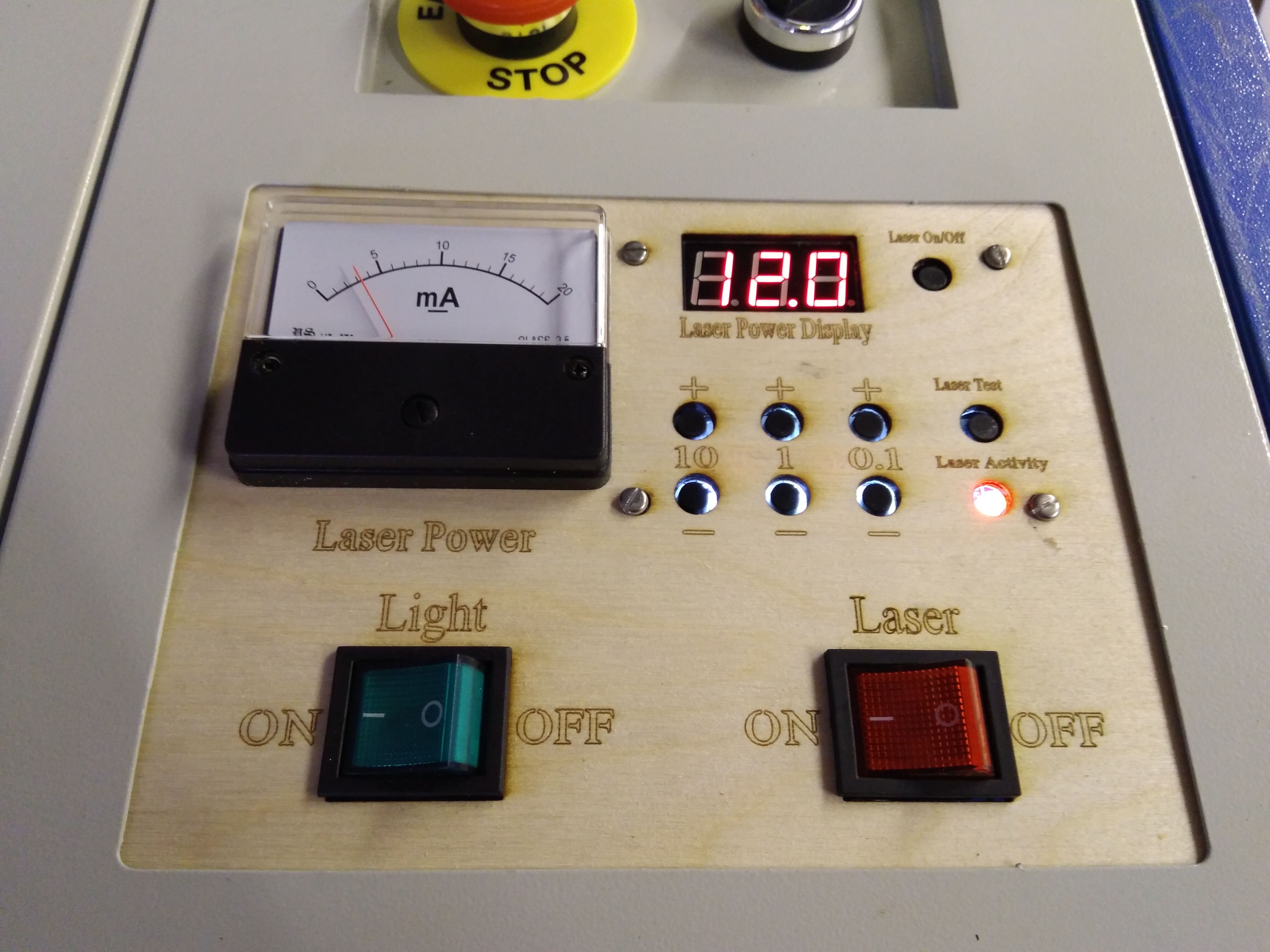 K40 laser cutter panel for 20mA meter