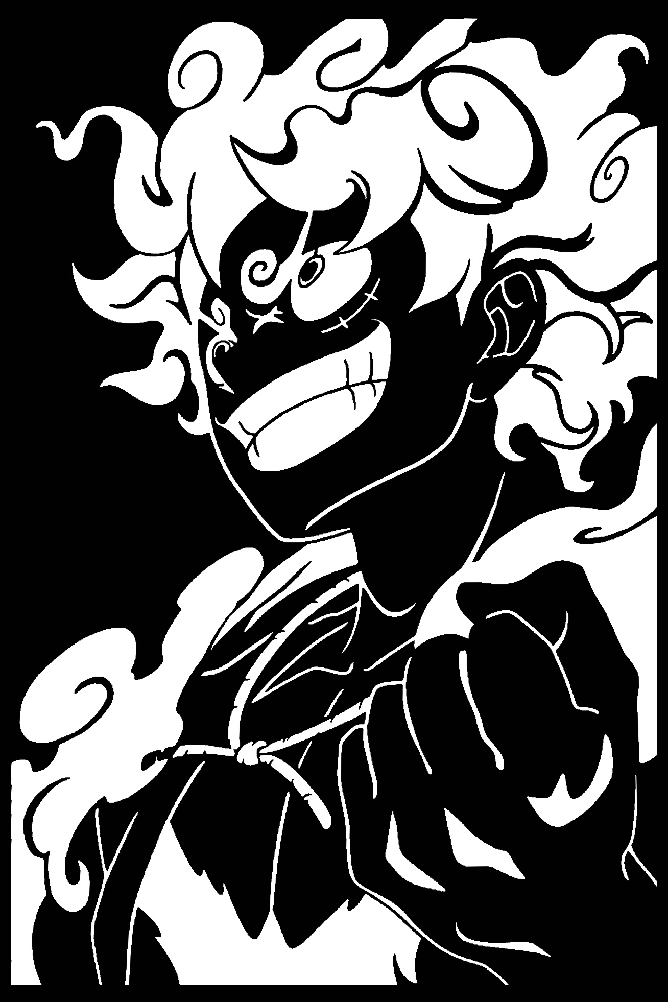 Monkey D. Luffy gear 5 stencil 5