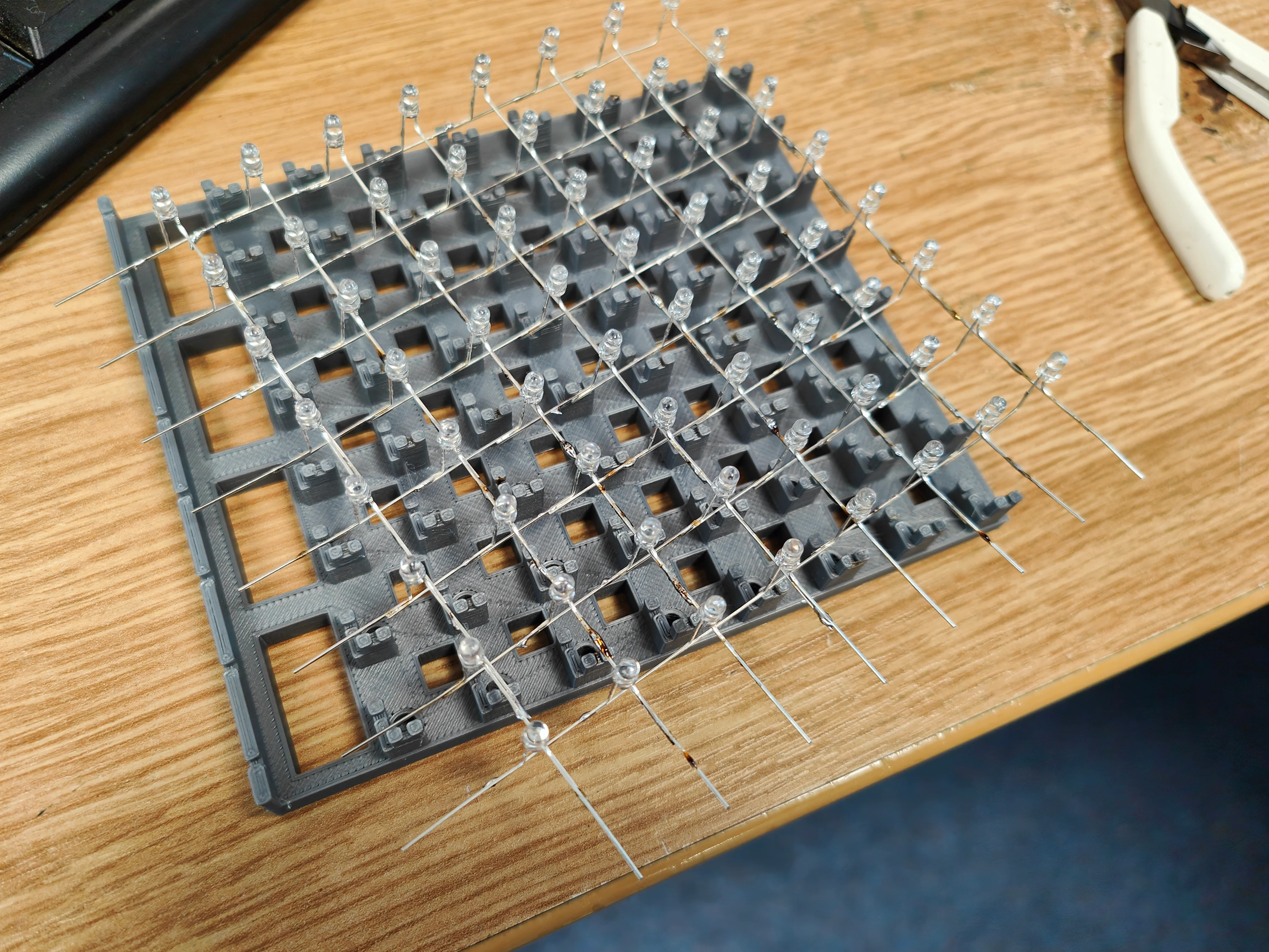 8x8x8 3mm LED cube layer soldering jig