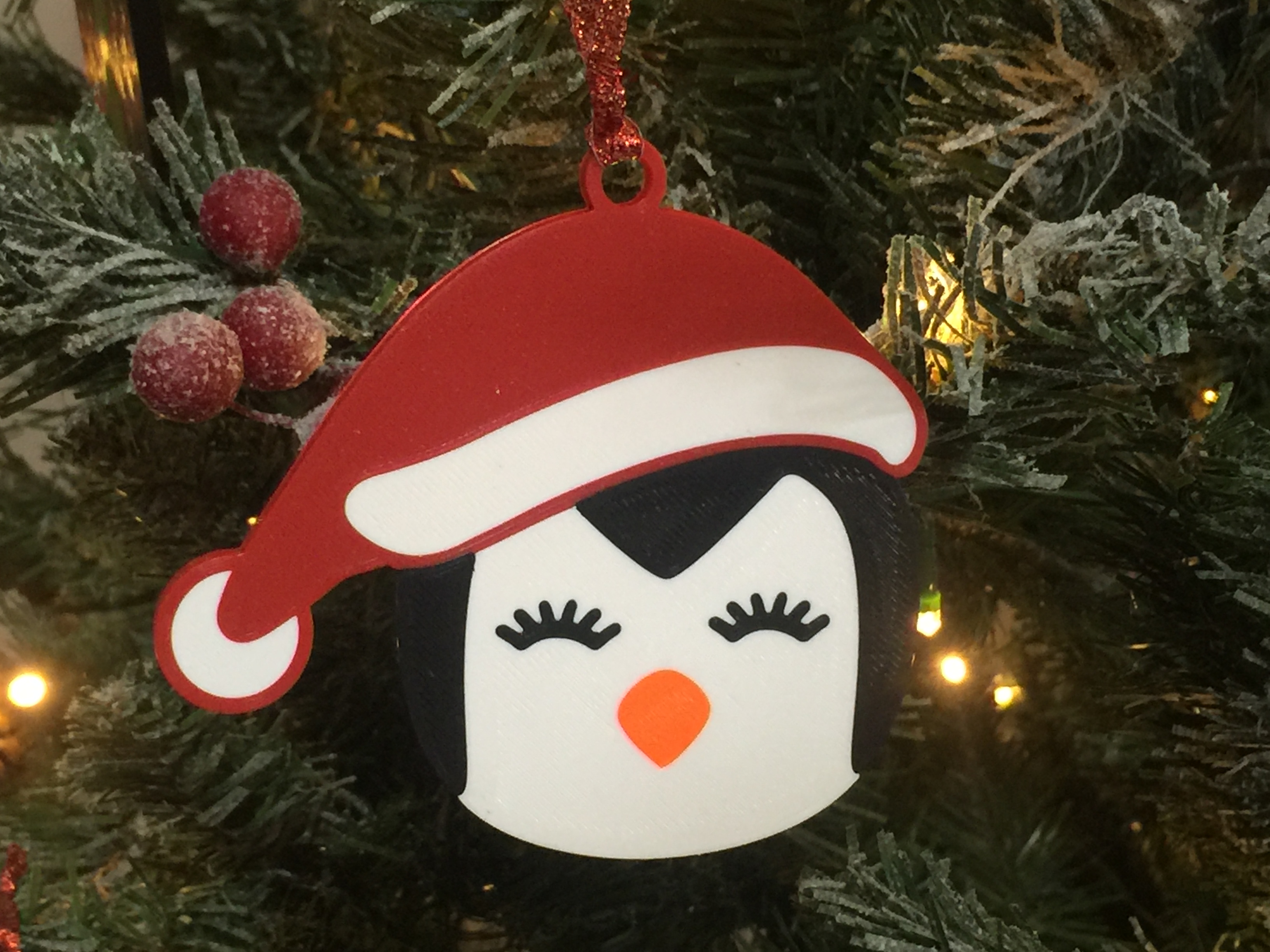 Christmas Penguin Face Ornament