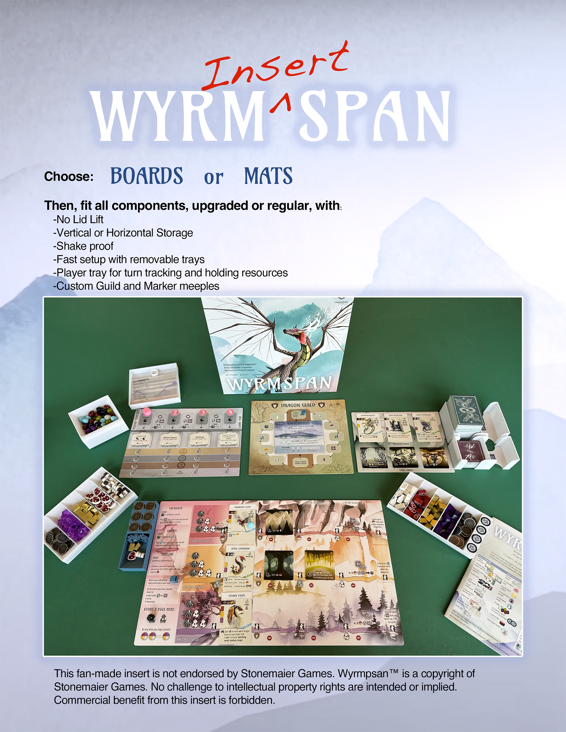 Wyrmspan Board Game Insert & Dragon Academy