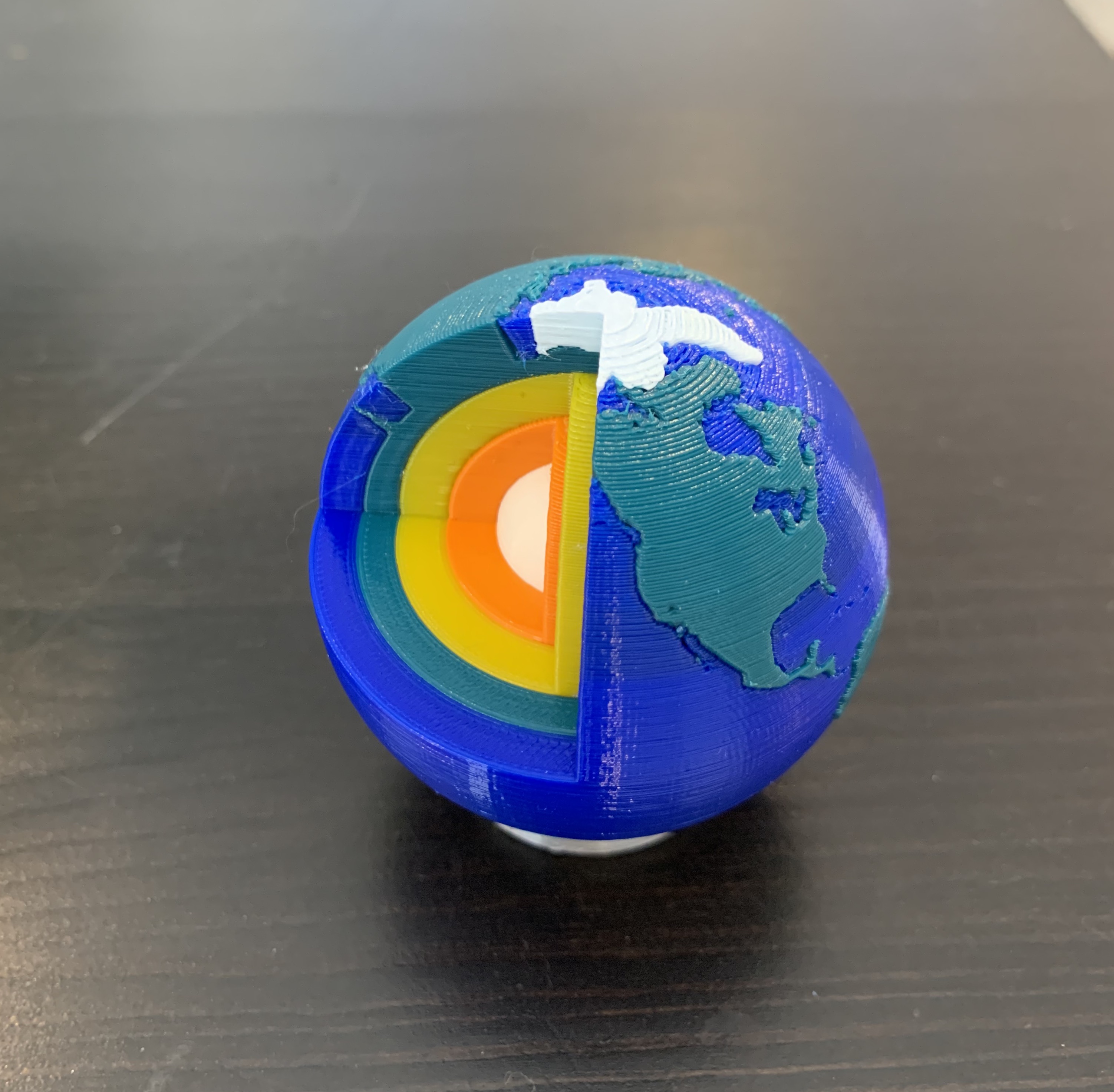 Multi-Color World Earth Model with Cross Section and Stand