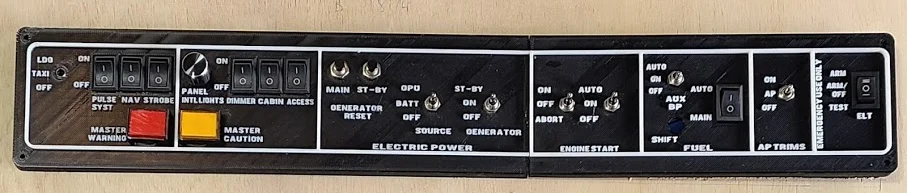 TBM 900 flight sim overhead panel