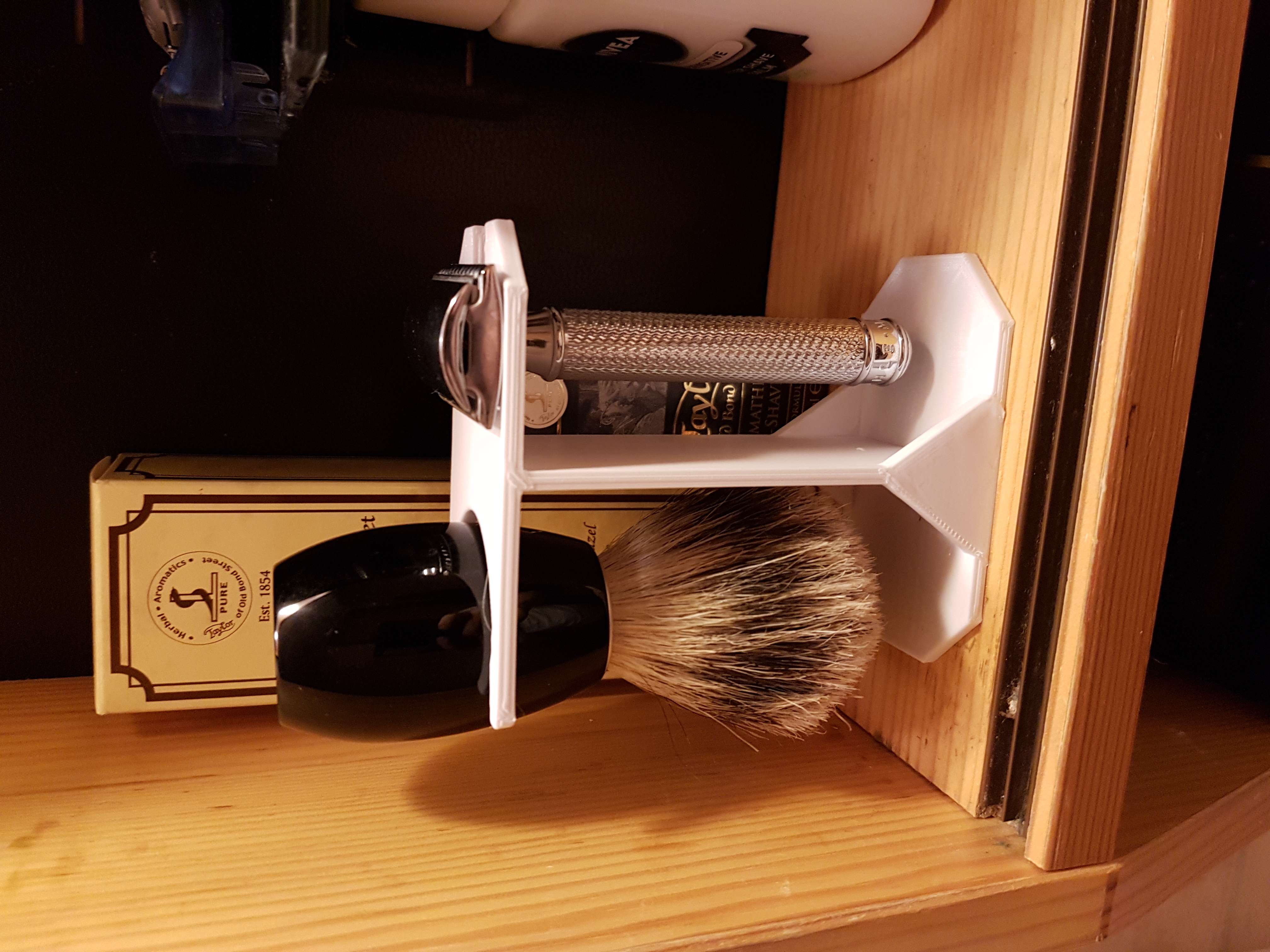 Shaving brush and razor holder