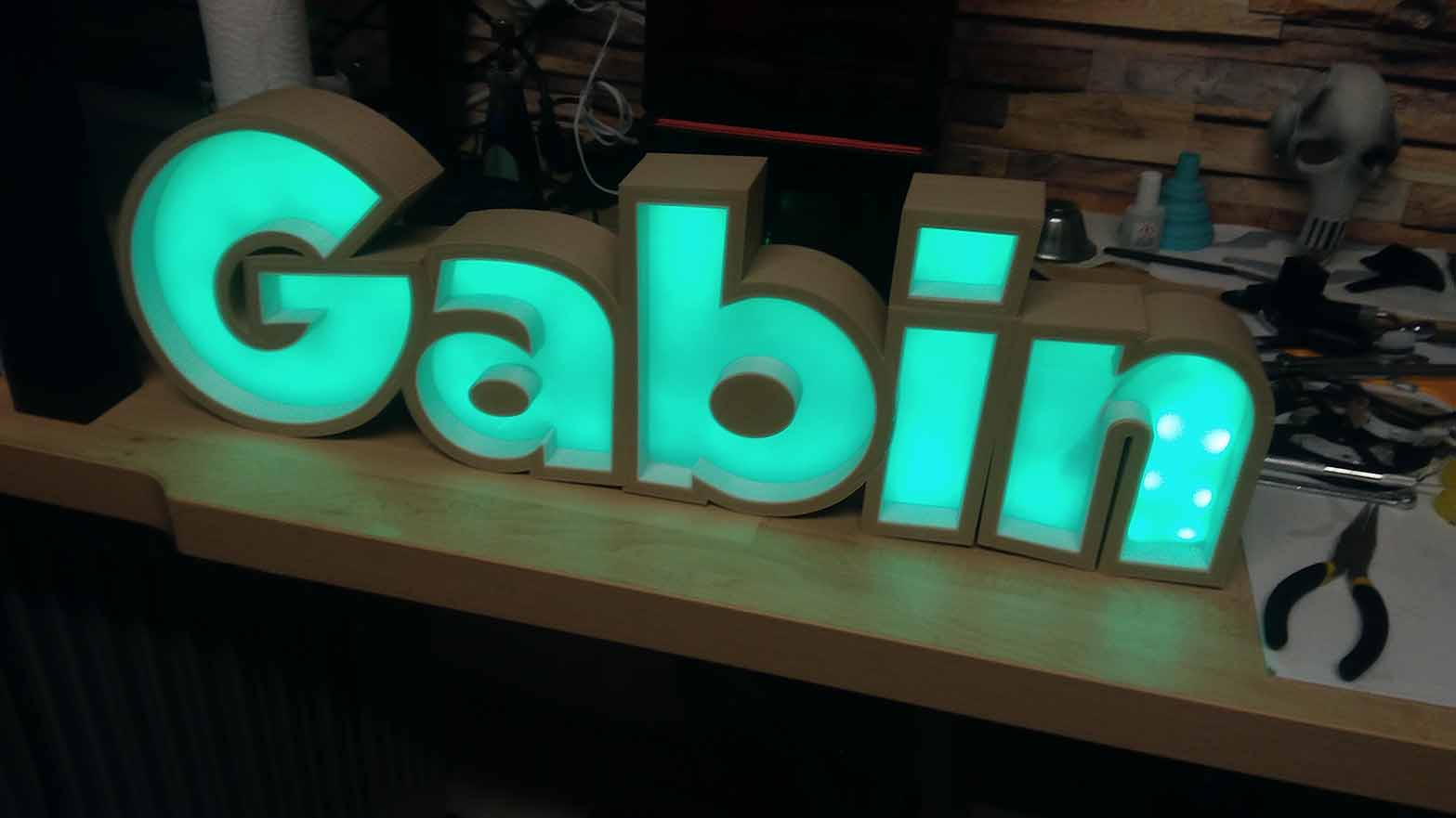 Lamp led first name GABIN