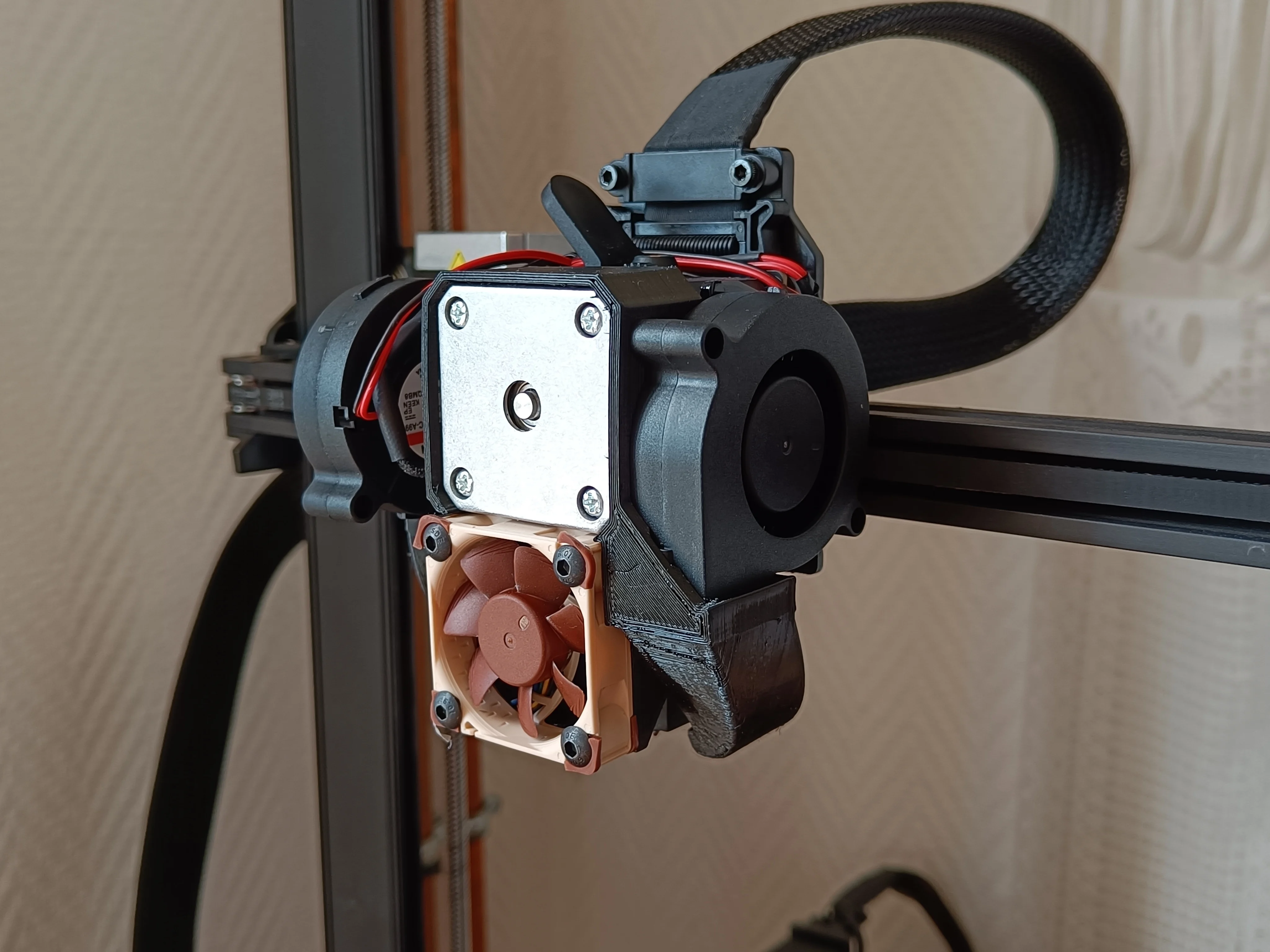 Ender 3 v3 SE silent fan mount - Dual 5015 blower fans & 4020/4010 radial fan - No screws