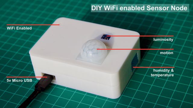 Sensor Node Enclosure for ESP8266 (DHT11, TSL2561, PIR)