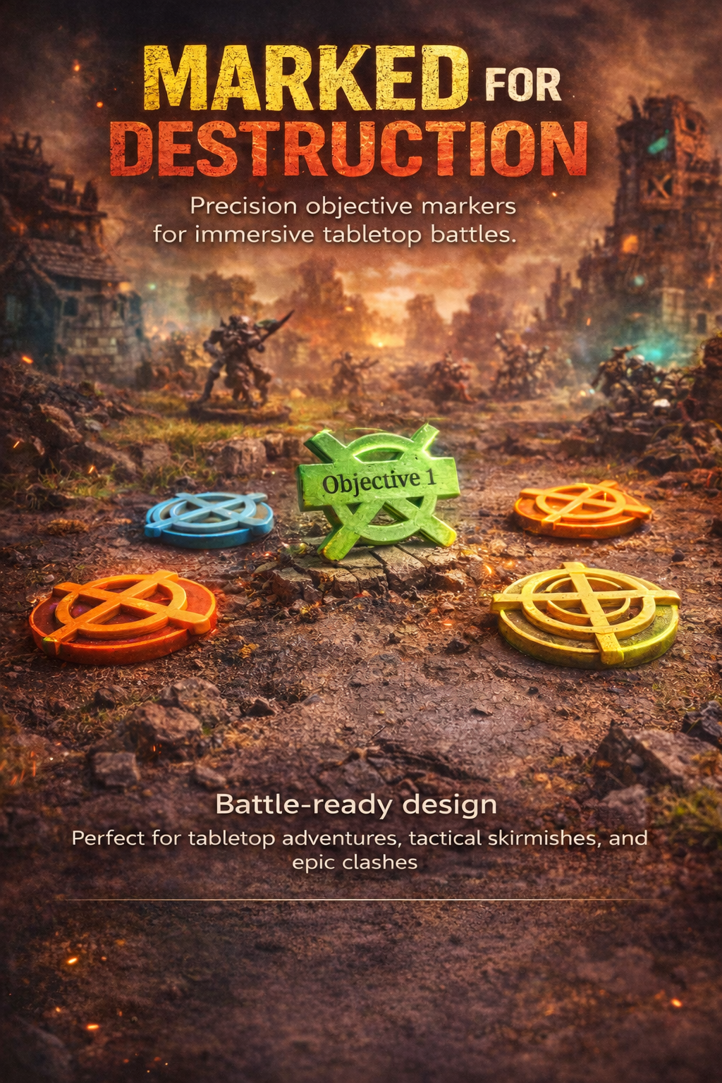 Table Top Objective Marker Set - Perfect For D&D, Wargamming, Comic Book Games