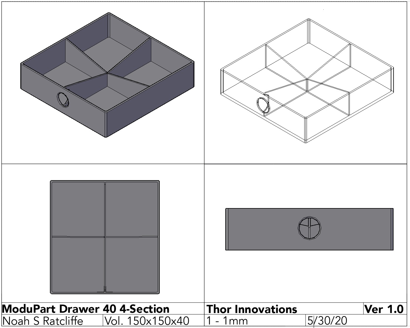 ModuPart Modular Parts Organizer - Drawer 40mm 4 Section