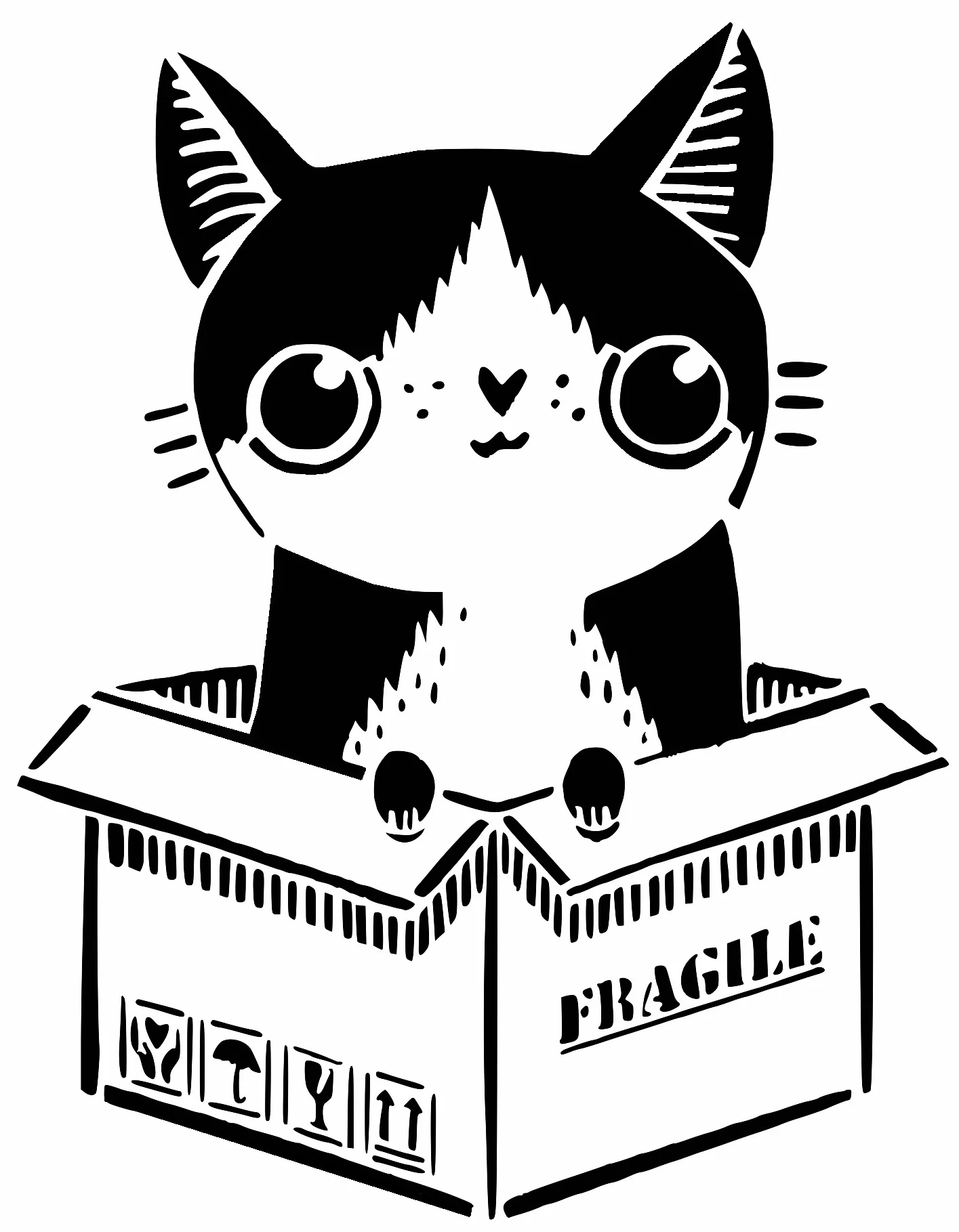 Cat in a Box stencil