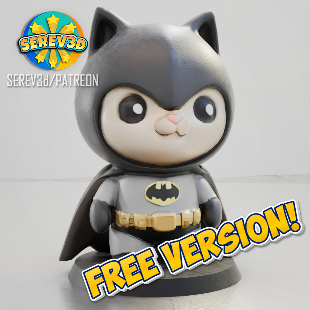Bat Cat -  Cosplay Superhero Cat Figurine - 3D Print STL/3MF - Serev3d free version