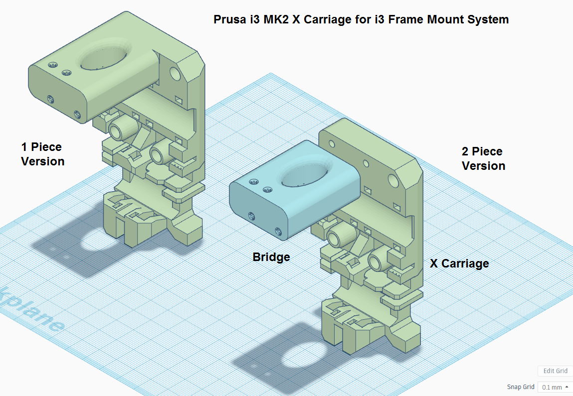 Prusa i3 MK2 X Carriage for Duplicator Frame Mount System