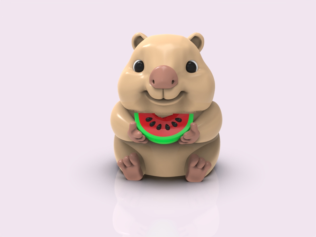 Kapibara with watermelon