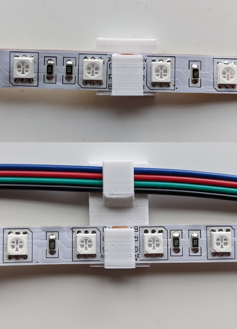 LED strip holder with optional cable holder