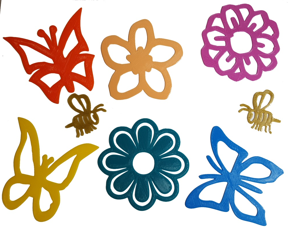 Flower, Butterfly and Bee Decals for Flexible Filament