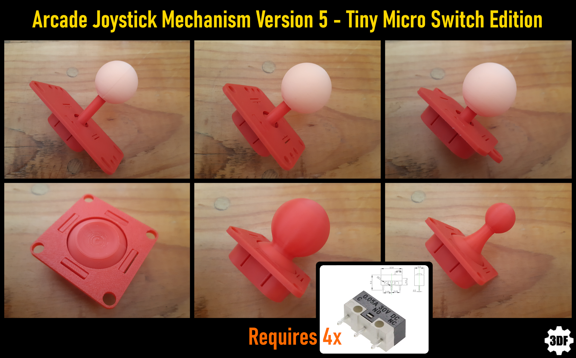 Arcade Joystick Mechanism V5 - Tiny Micro Switch Edition