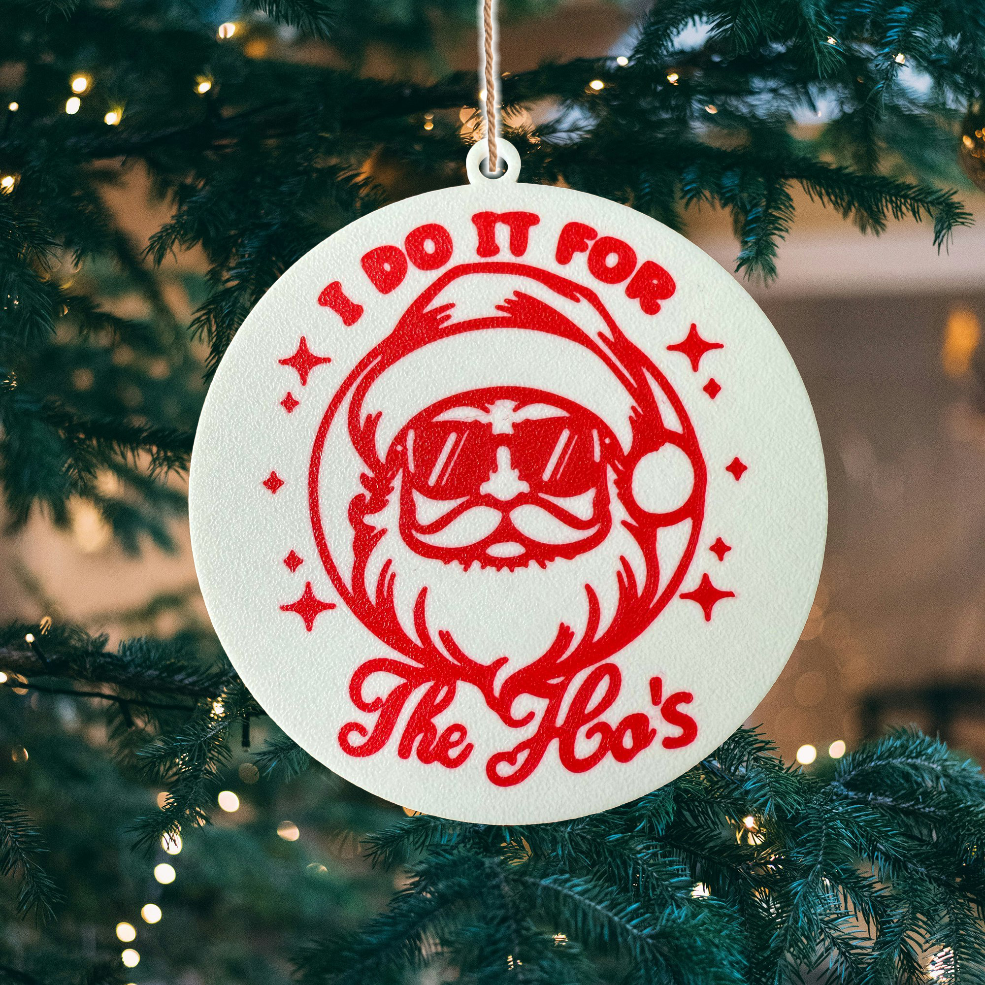 Christmas Santa I Do It For The Ho's Tree Ornament