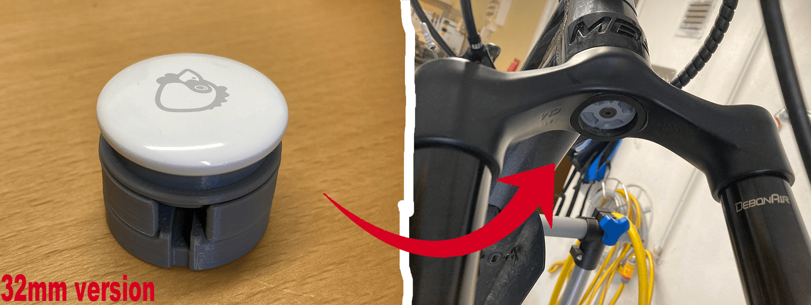 Airtag mount for MTB or other bike with ~32mm hole.