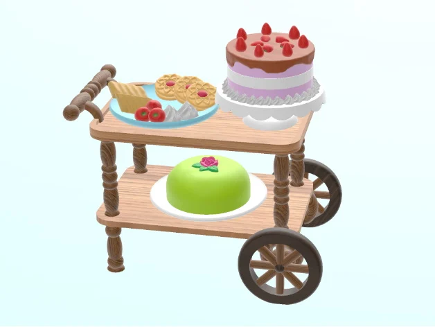 Tea cart compatible with Sylvanian families