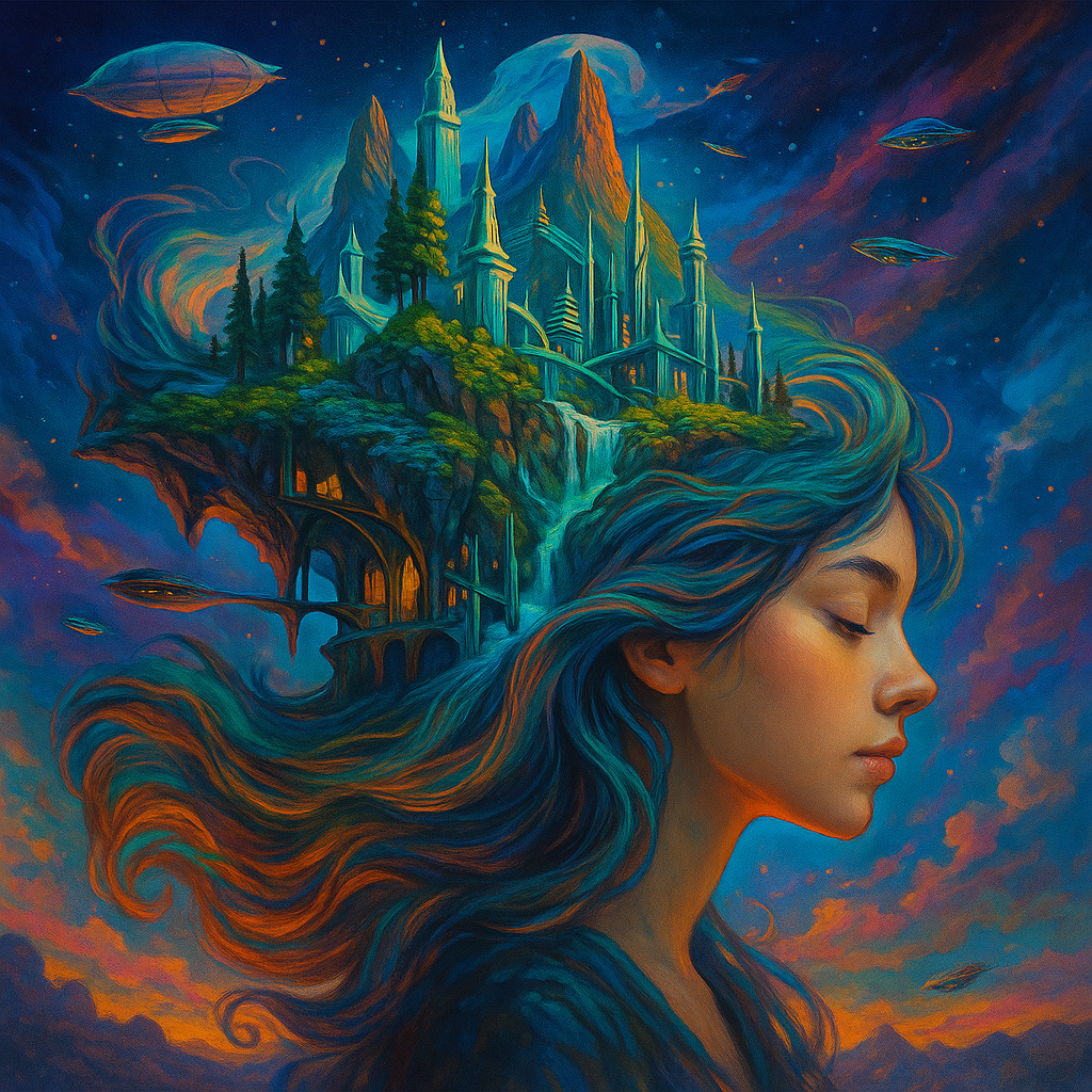 Girl with Floating Island Hair