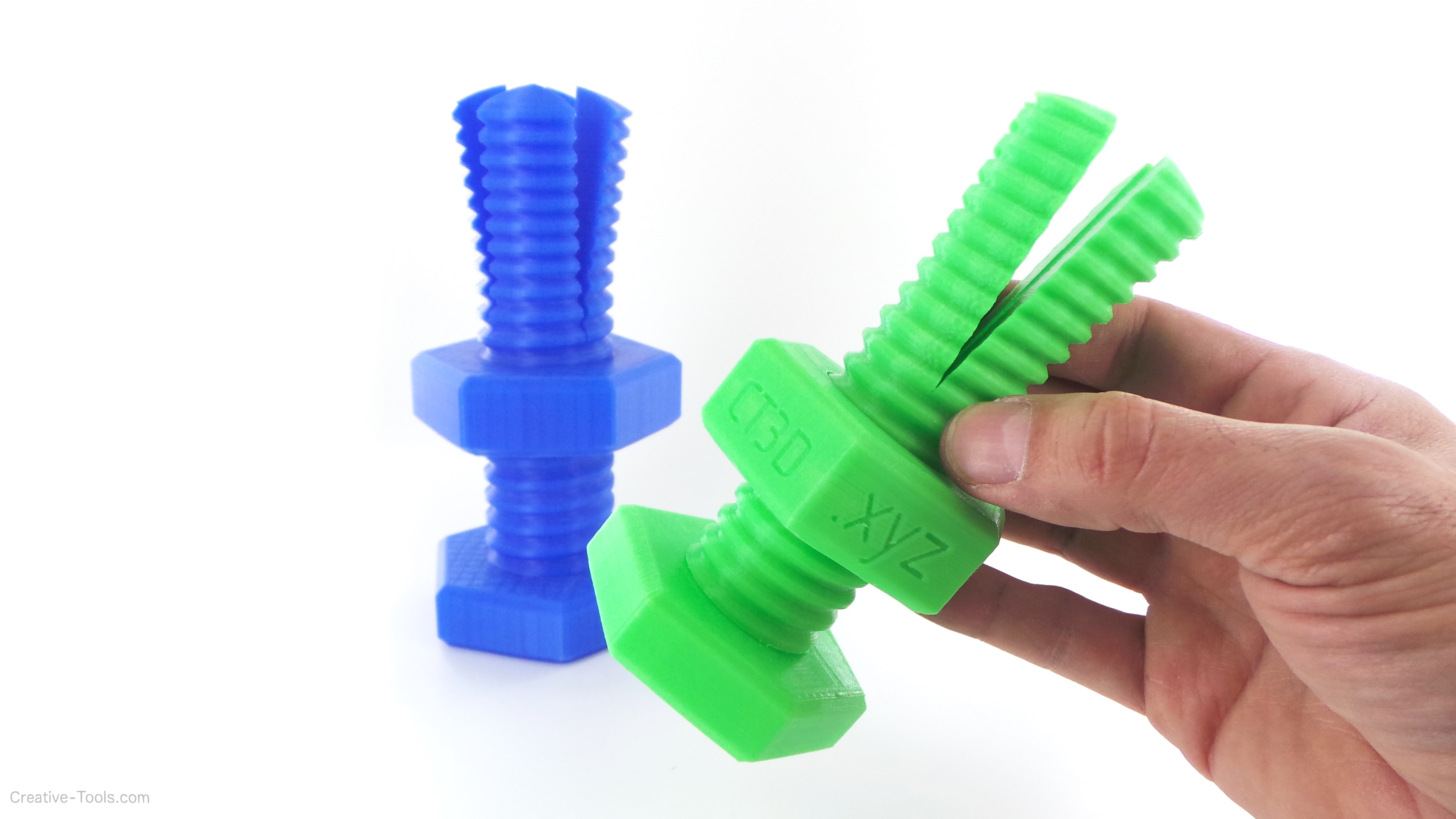 Impossible 3D-printed bolt and nut