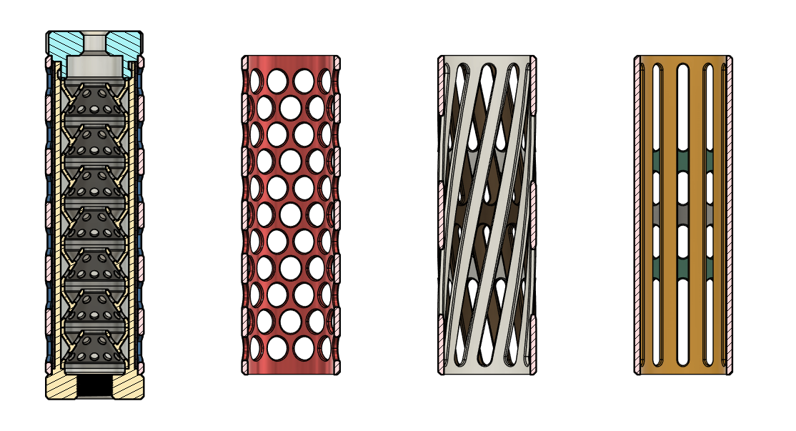 Airsoft - Modular Silencer V2 - 14mm CCW - with different skins - completly parametric.