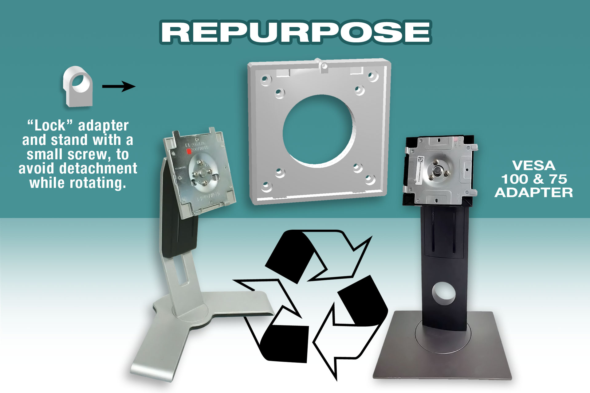 Repurpose Dell Monitor Stand VESA 100 75 Adapter