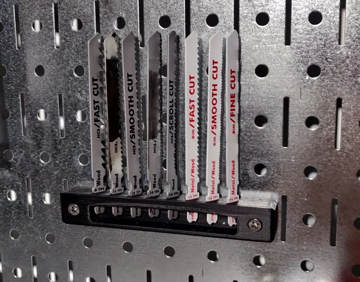 T-Shank Jig Saw Blade Holder Wall Control Pegboard Mount