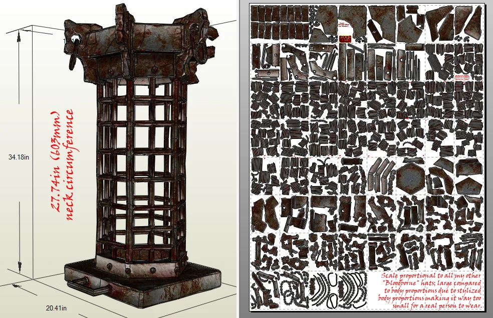 PAPERCRAFT - Life-Size Wearable Mensis Cage from "Bloodborne" (PDO, PDF, & STL)