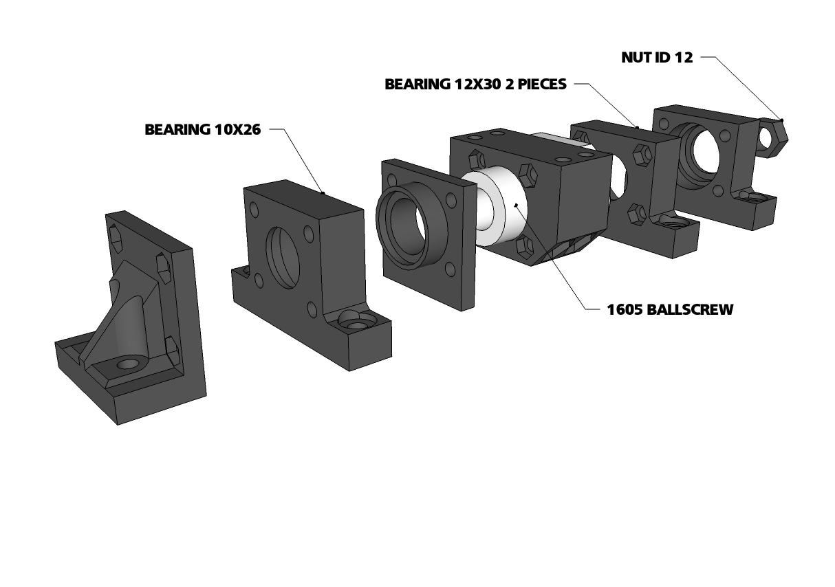 Bearing mount for 1605 ballscrew
