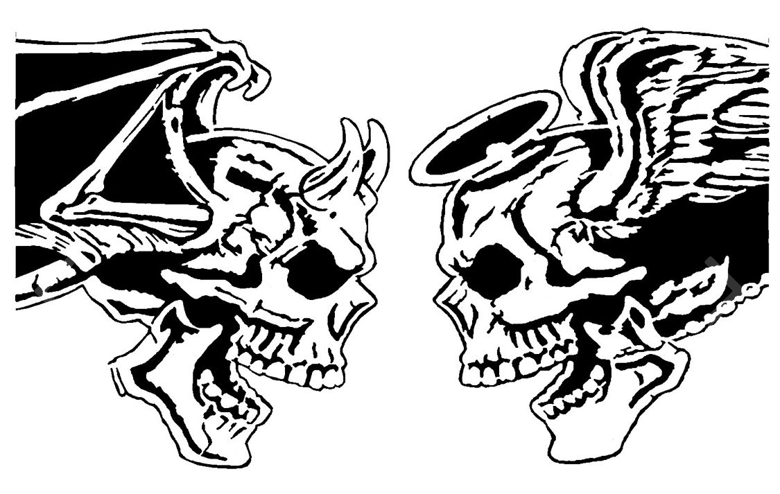 Angel Devil skull stencil